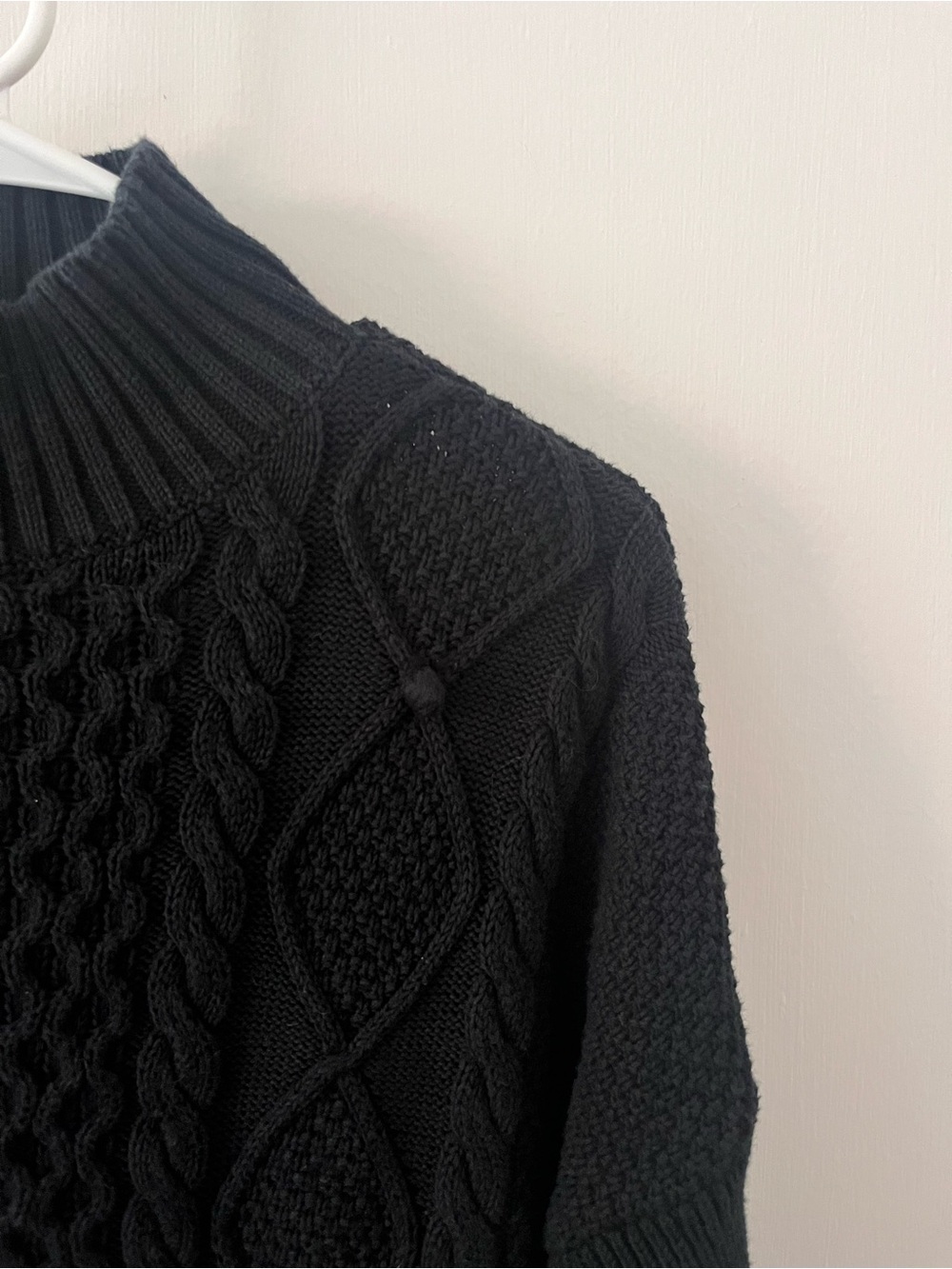 J. Crew Swingy Cable Knit Mockneck Sweater Black Chunky Size Small - Picture 4 of 13